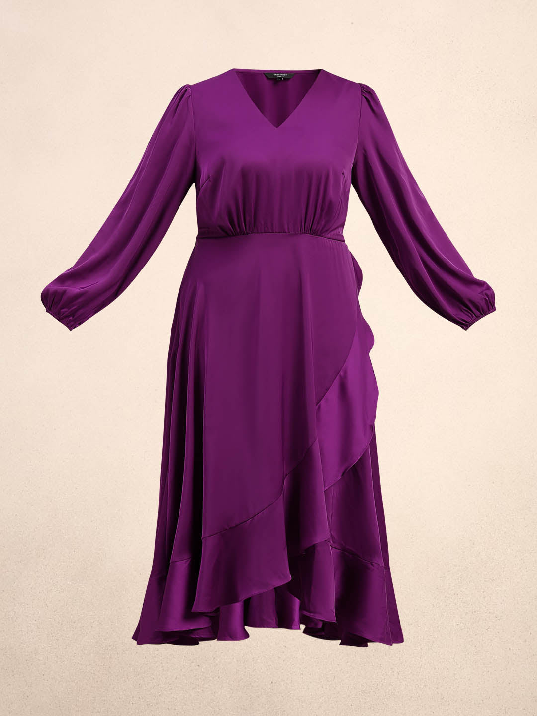 Curve Ruffle V-Neck Dress