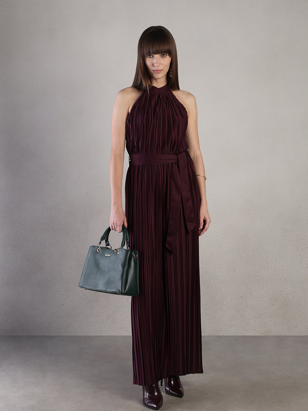 Pleated Halter Neck Jumpsuit