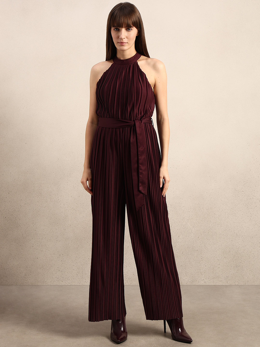Pleated Halter Neck Jumpsuit