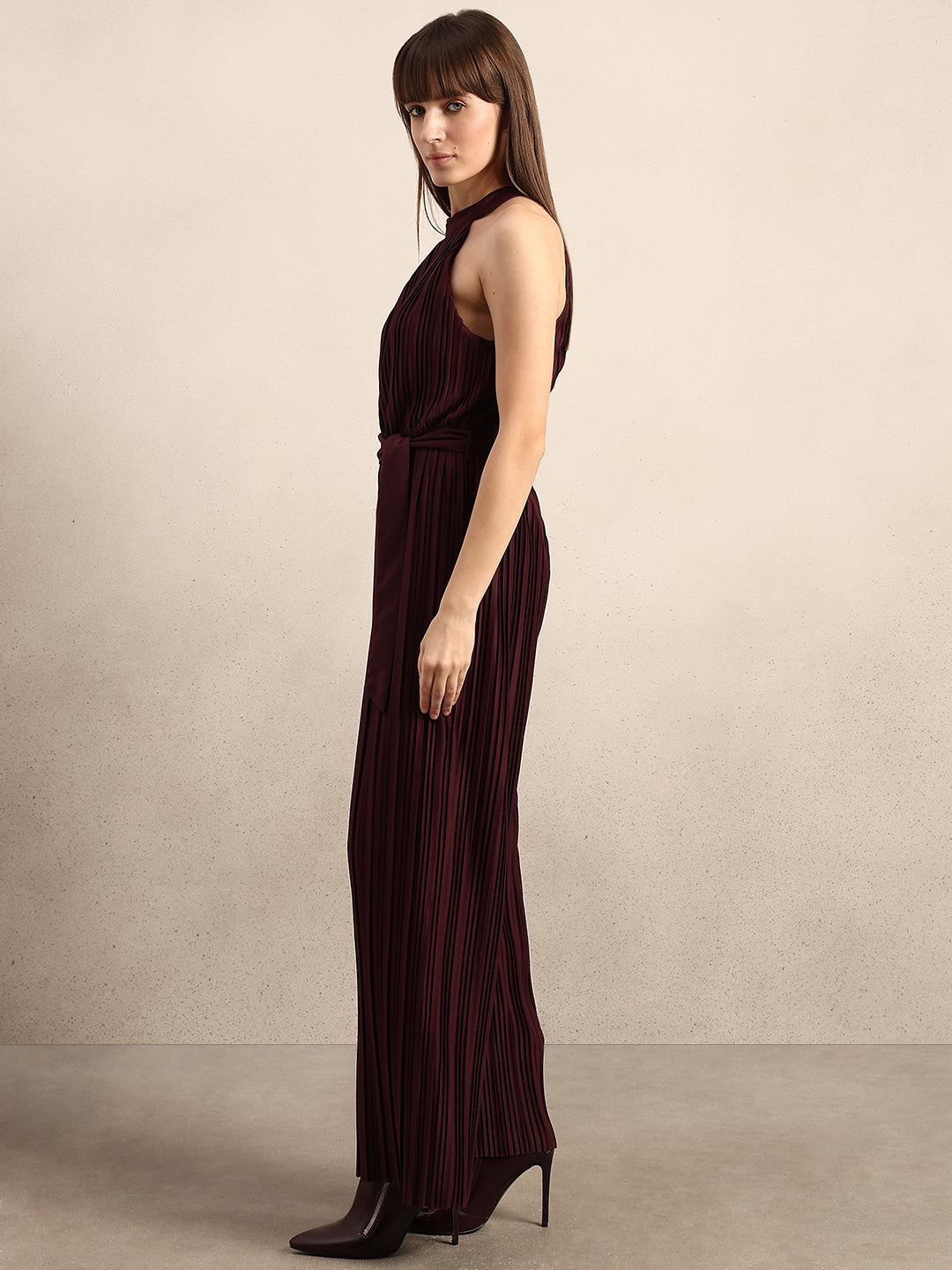 Pleated Halter Neck Jumpsuit