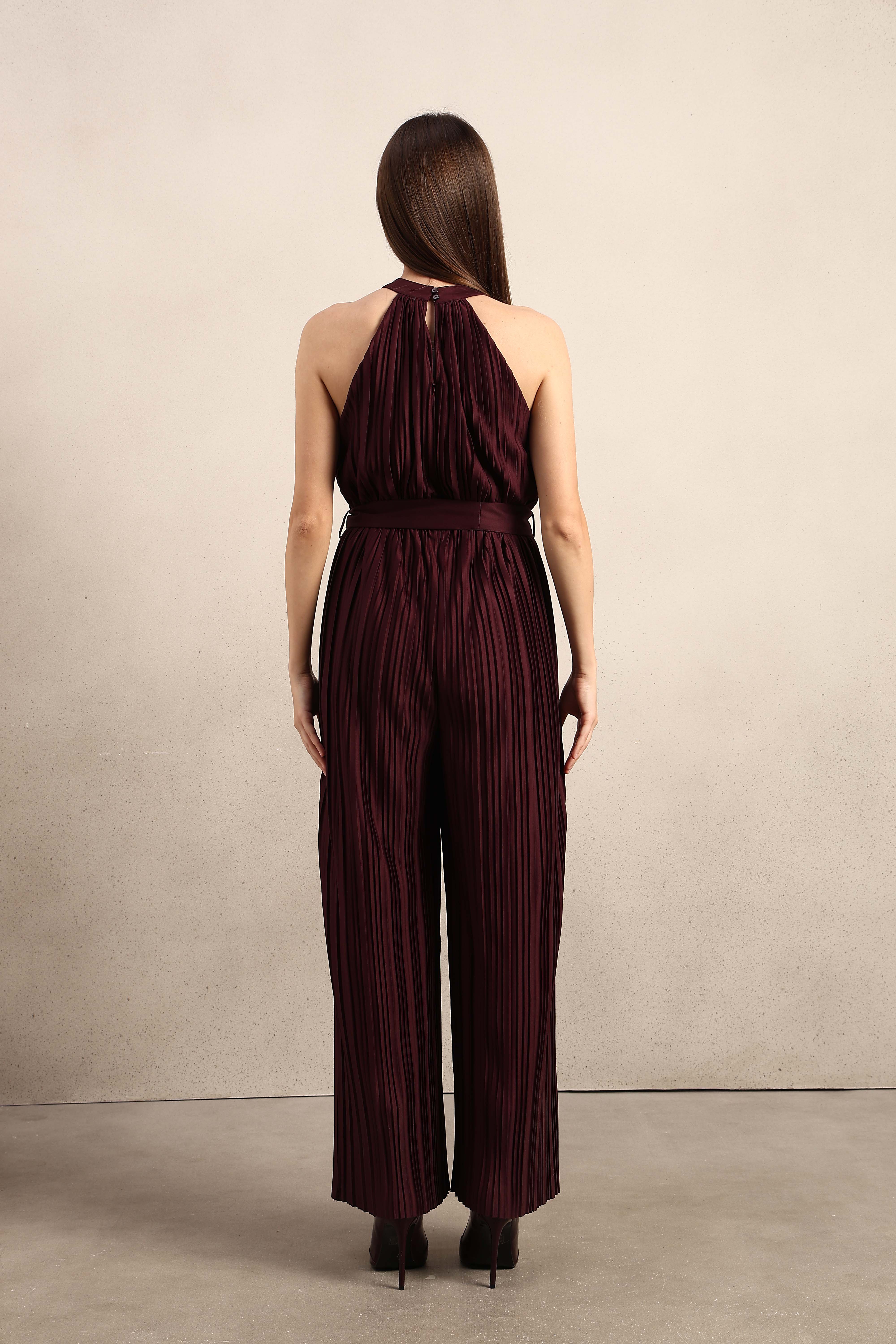 Pleated Halter Neck Jumpsuit