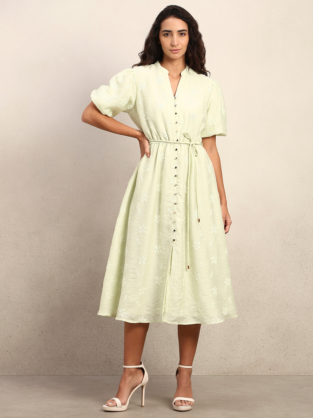 Embroidered V-Neck Dress