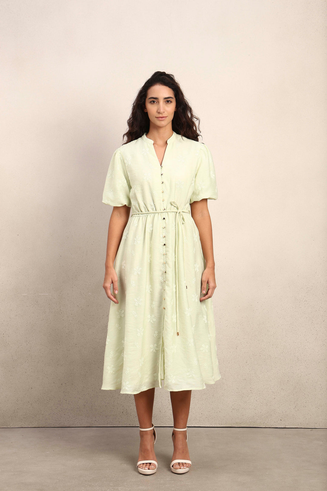 Embroidered V-Neck Dress