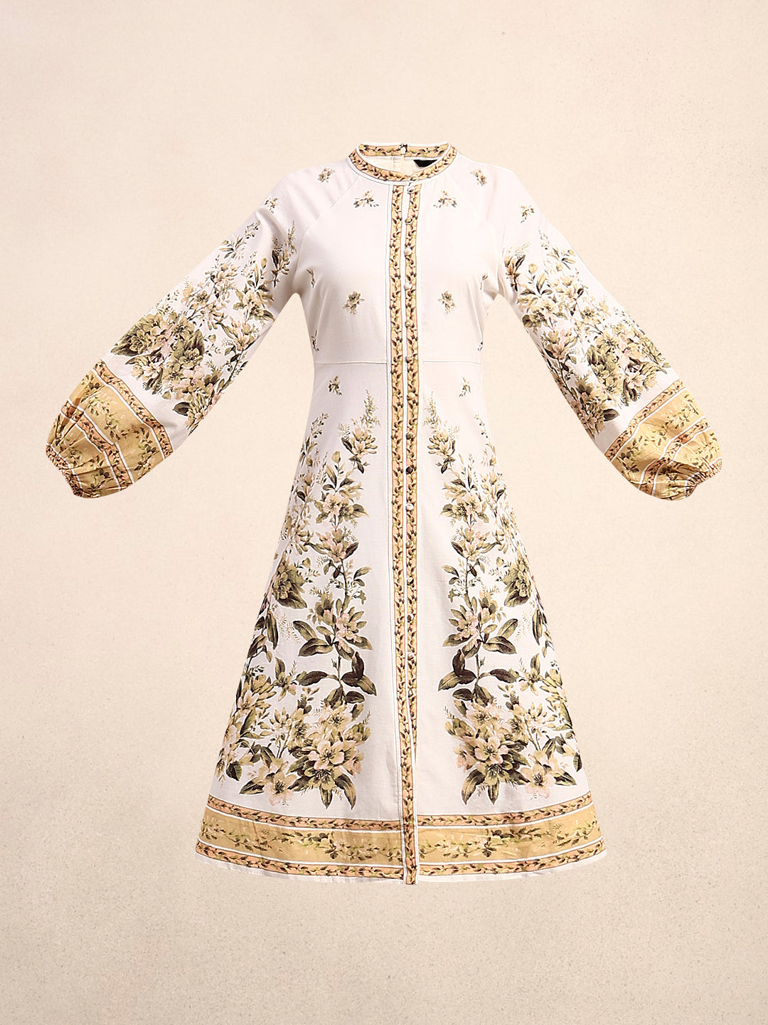 Floral Linen Blend Midi Dress