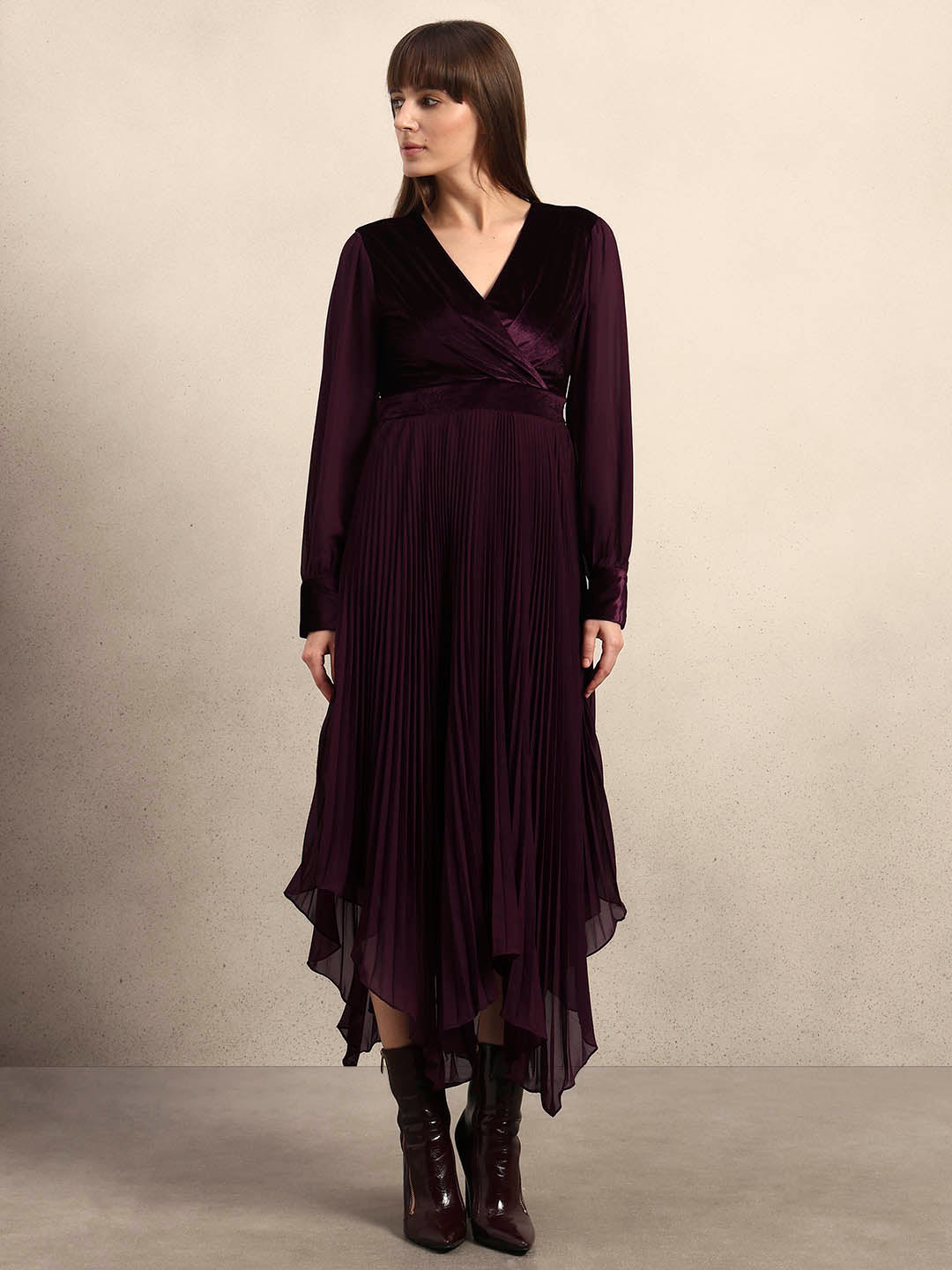 Violet Pleated Maxi Dress