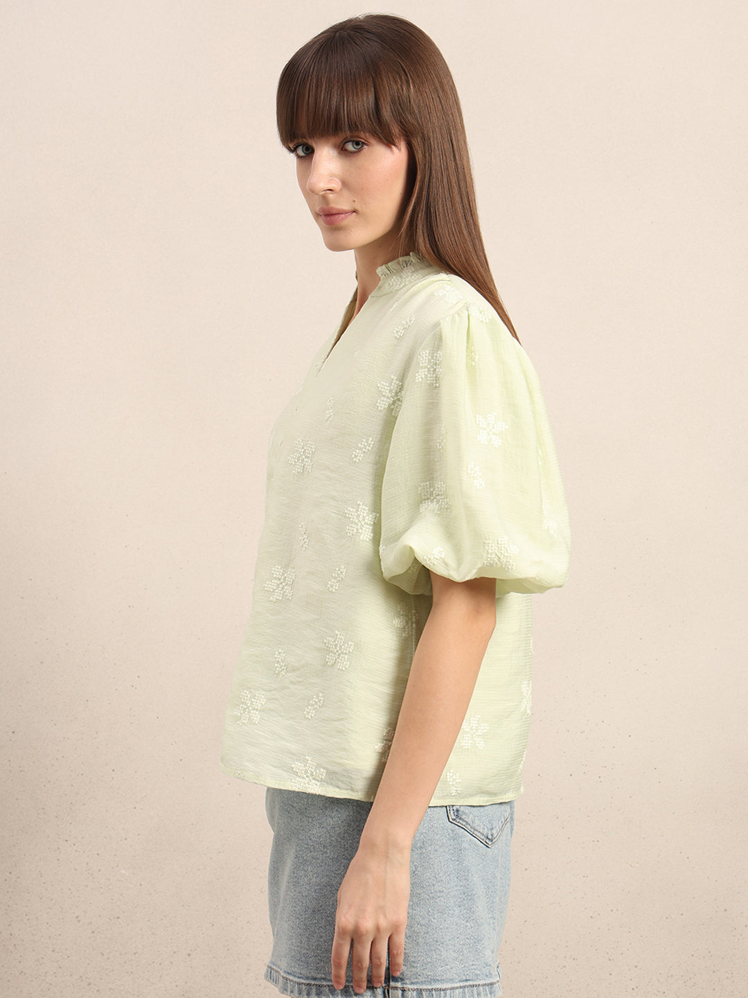 Green Embroidered Top