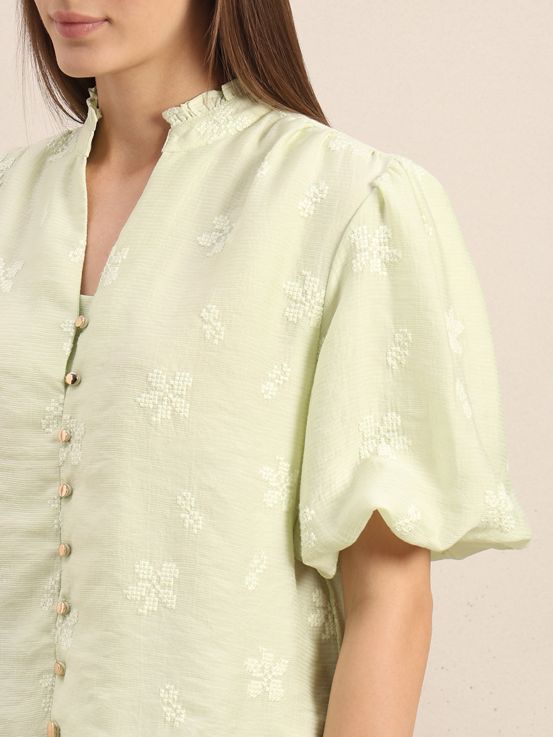 Green Embroidered Top