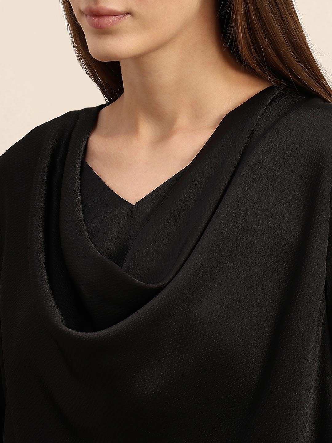 Black Cowl Neck Top