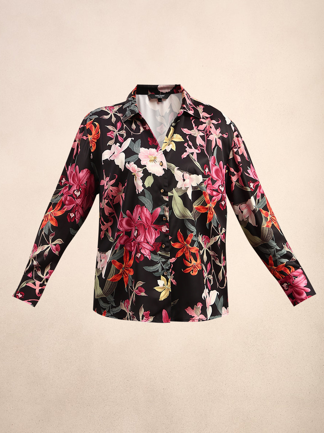 CURVE Black Floral Shirt