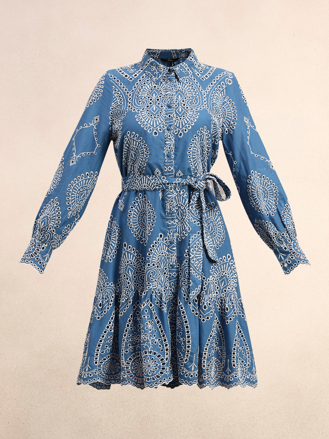 Embroidered Cotton Shirt Dress