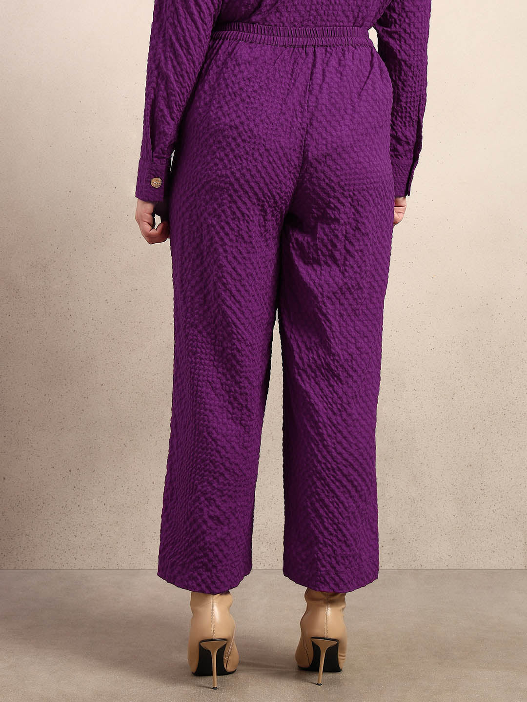 Curve Purple Textured Pants