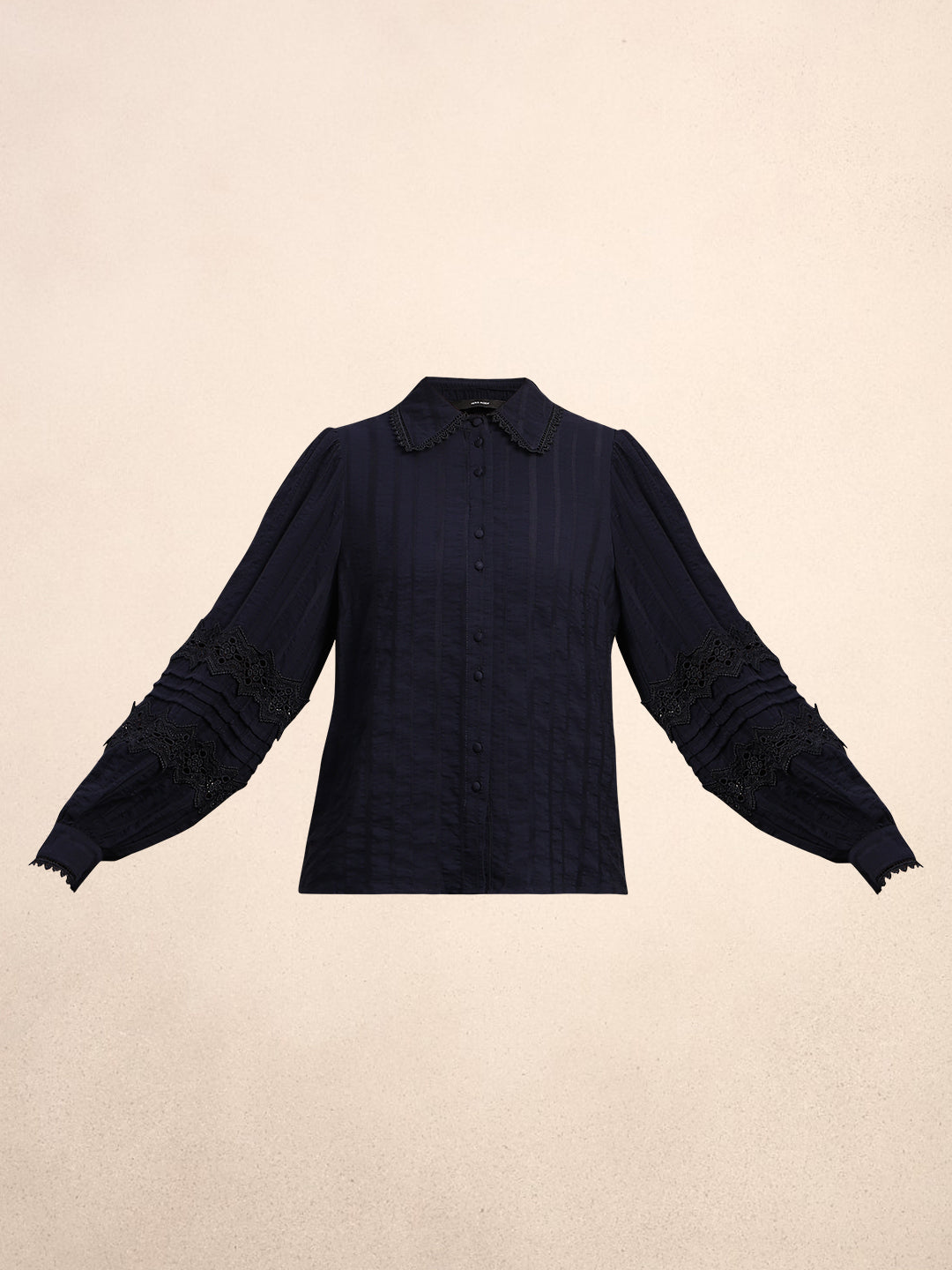 Navy Blue Lace Detail Shirt