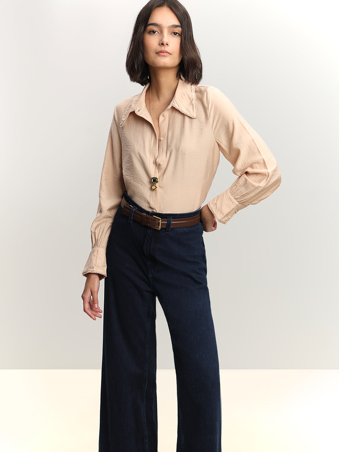Classic Embellished Button-Down Shirt