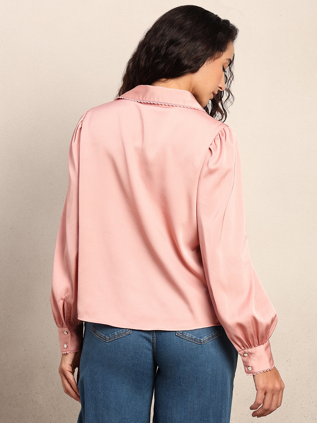 Pink Cuff Sleeves Shirt