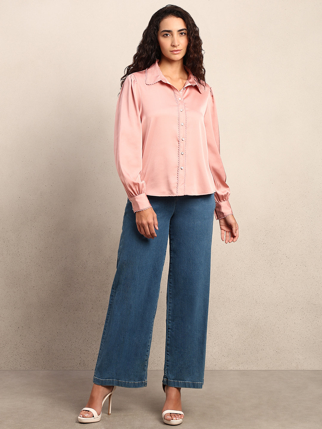 Pink Cuff Sleeves Shirt