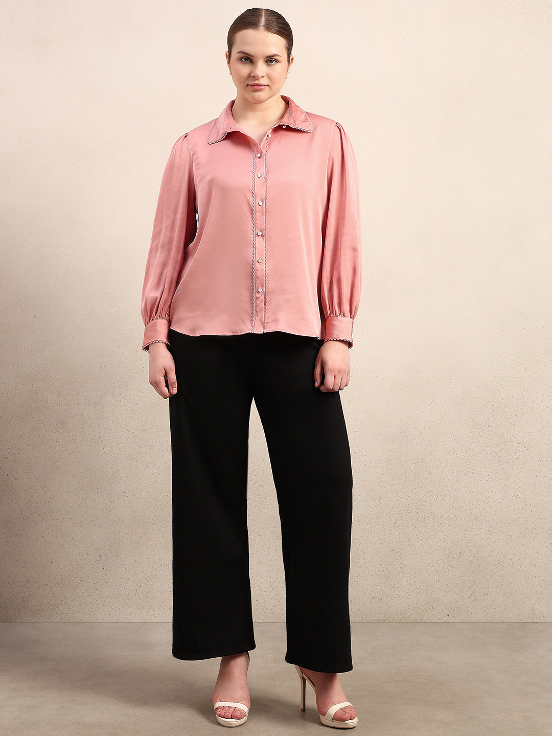 CURVE Pink Satin Shirt