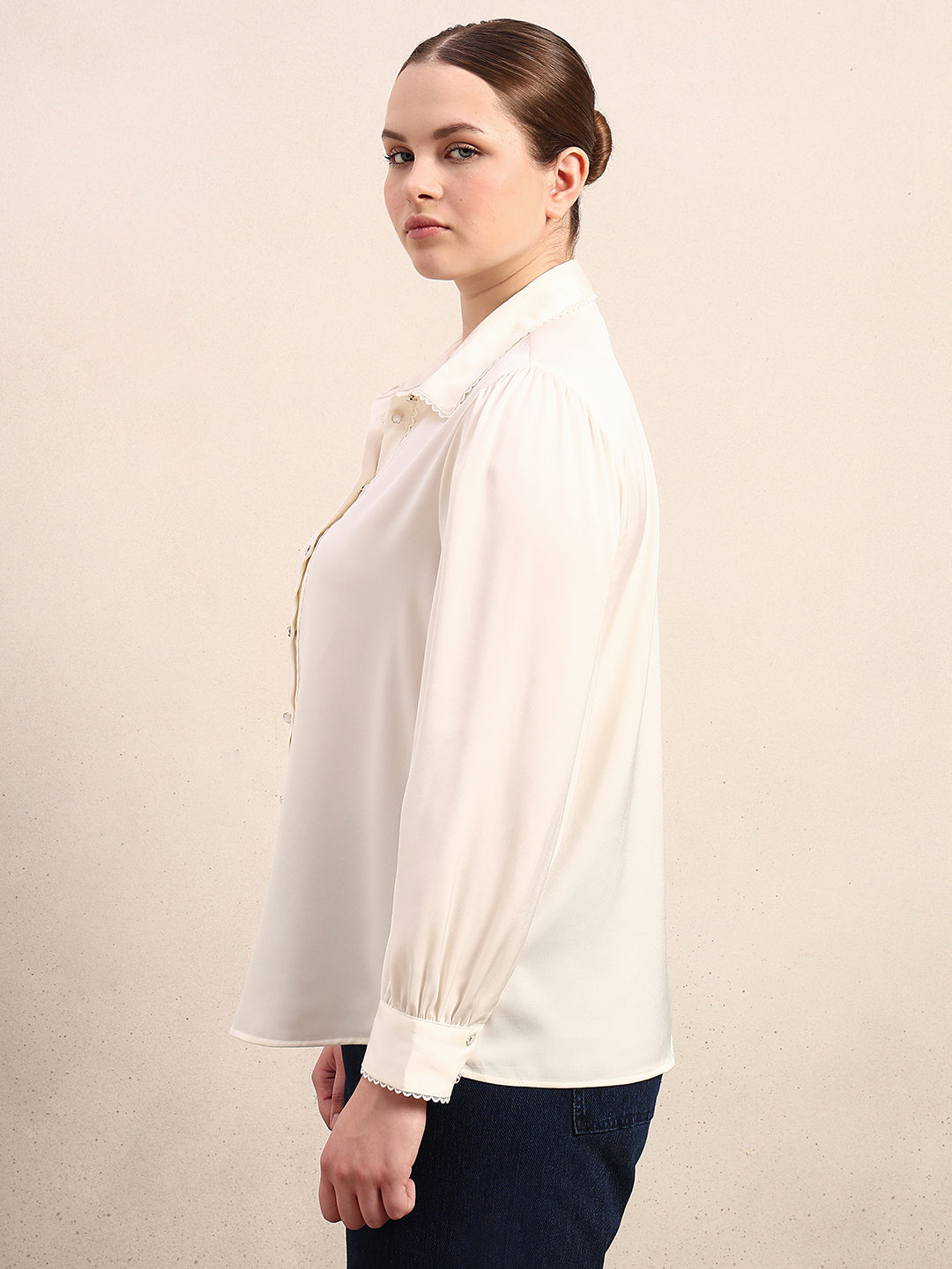 CURVE Pearl Ivory Satin Shirt