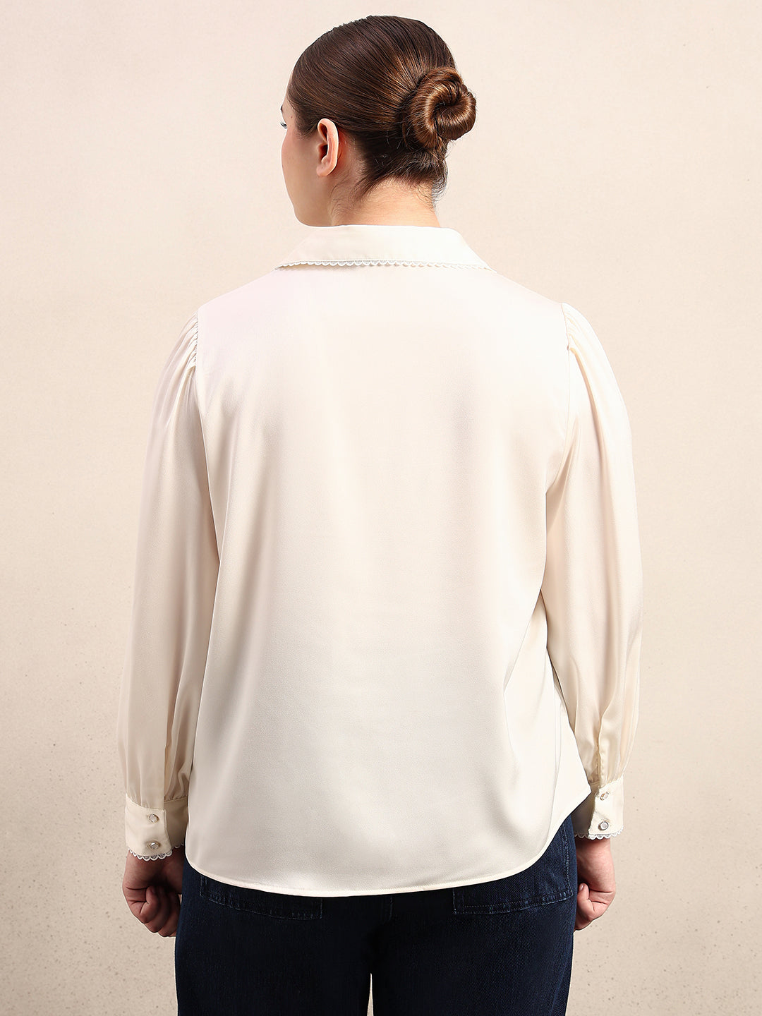 CURVE Pearl Ivory Satin Shirt