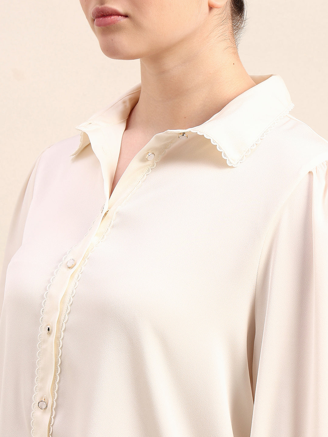 CURVE Pearl Ivory Satin Shirt