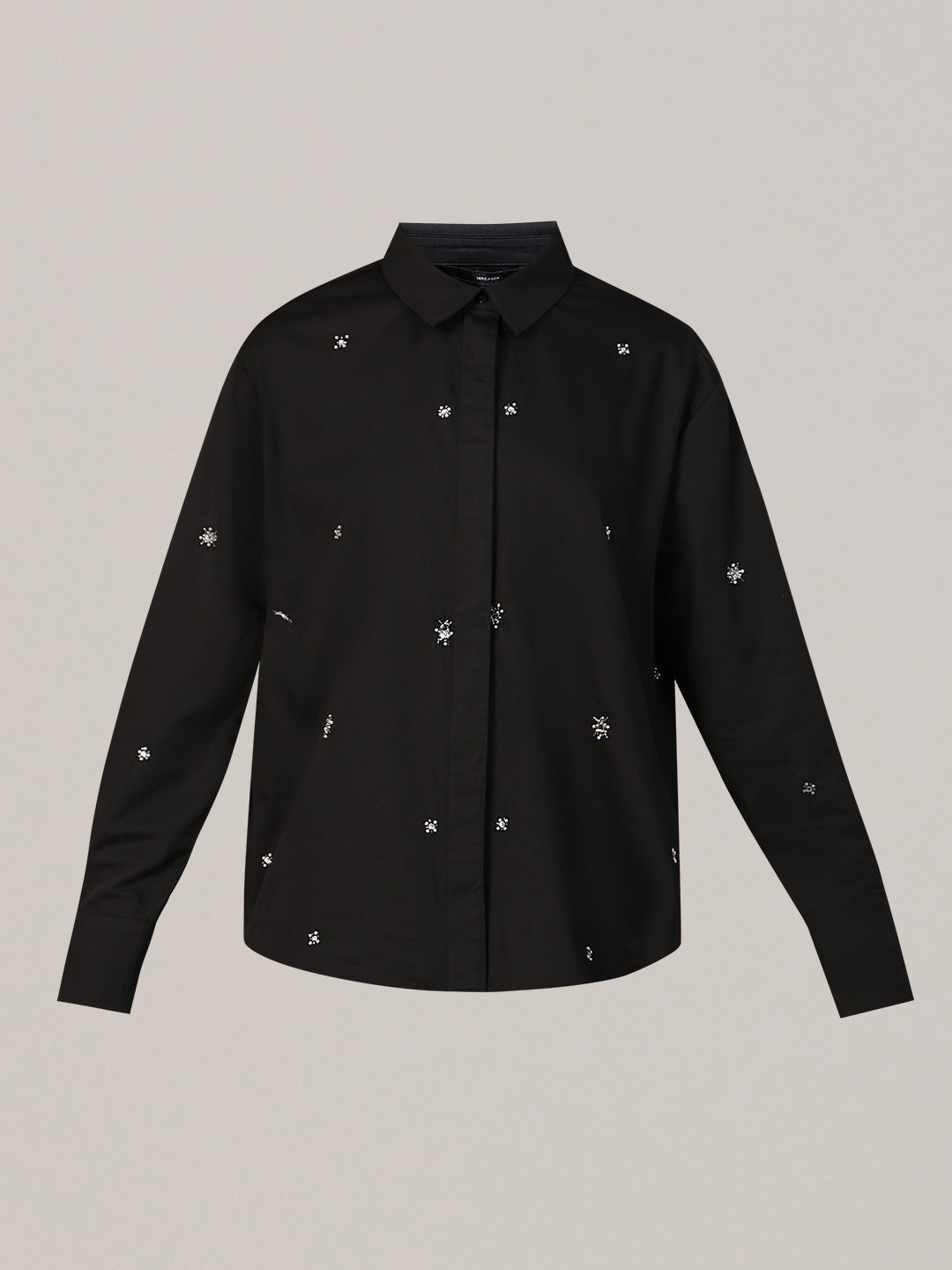 Black Embellished Cotton Shirt