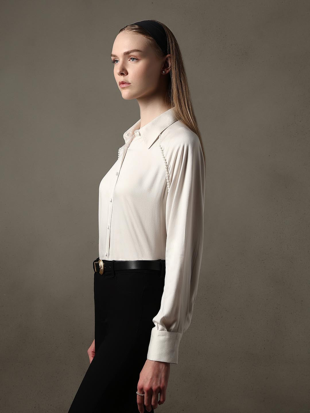 White Pearl Embellished Shirt