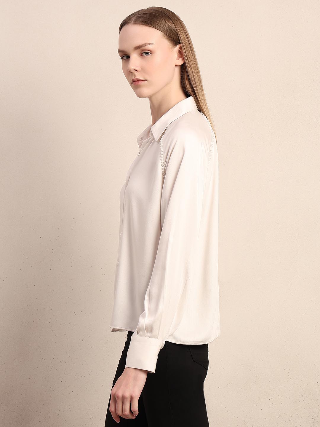 White Pearl Embellished Shirt