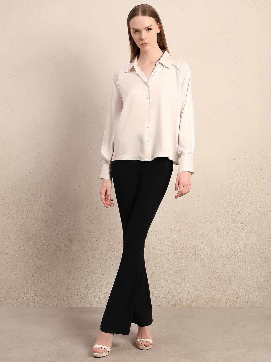 White Pearl Embellished Shirt