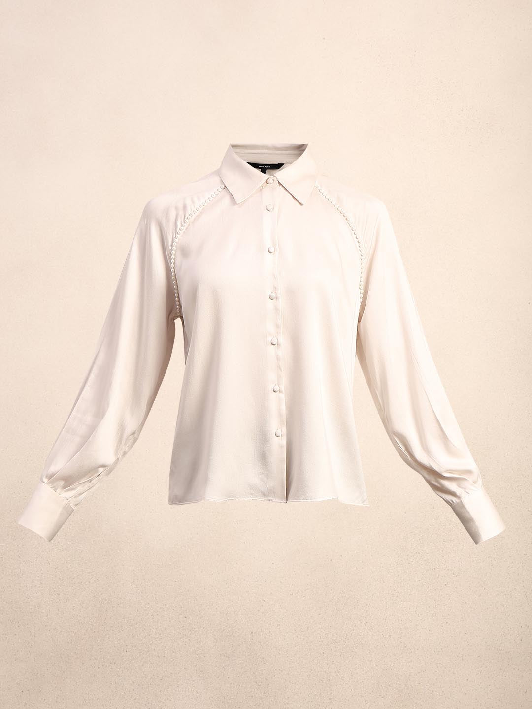 White Pearl Embellished Shirt