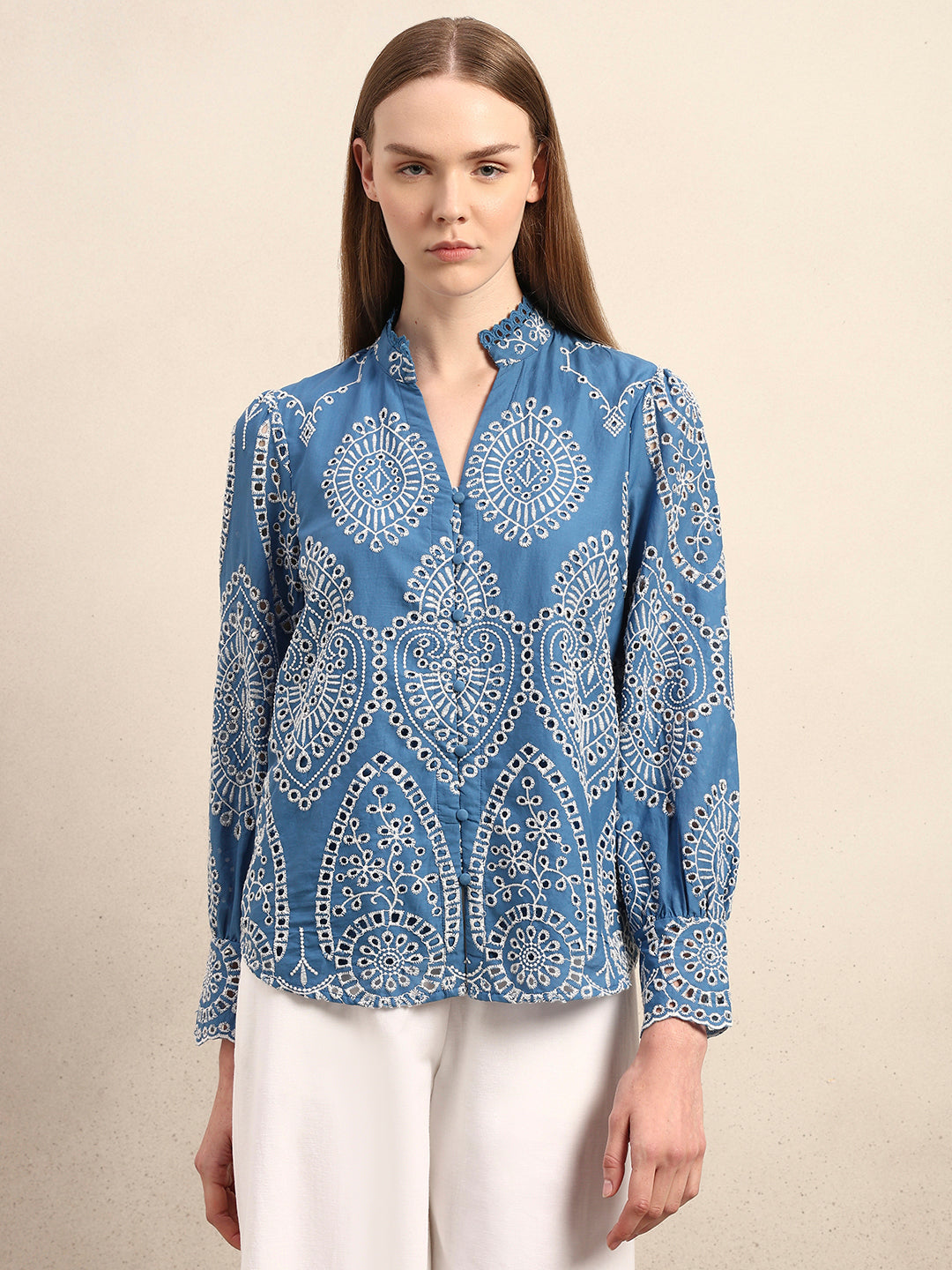 Eyelet Embroidered Cotton Shirt