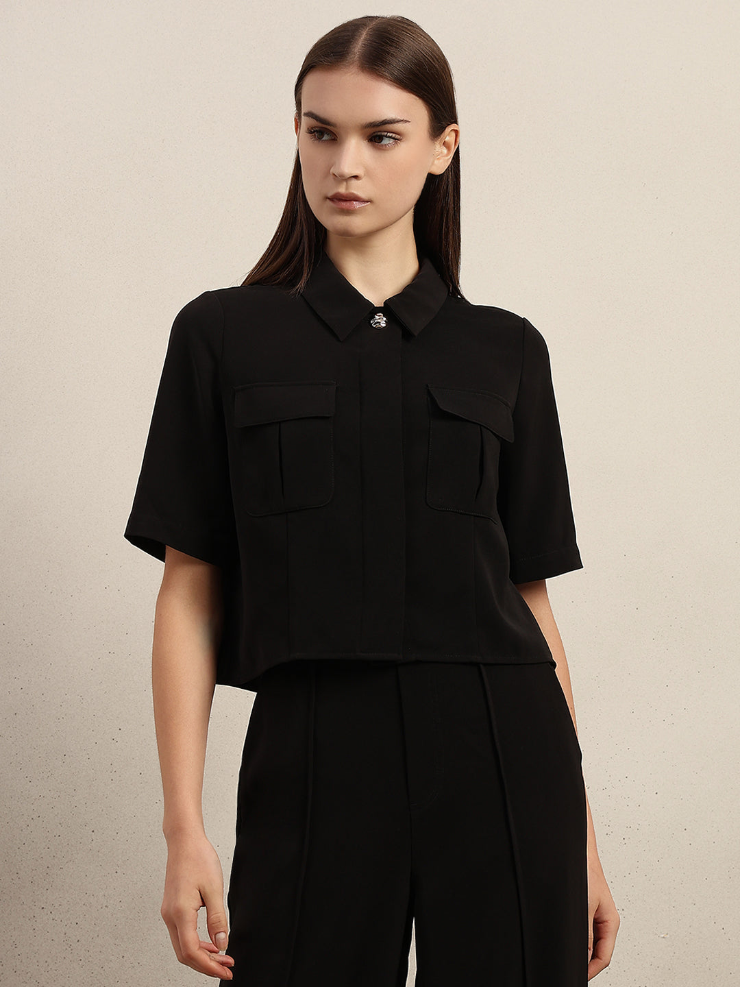 Cropped Black Shacket