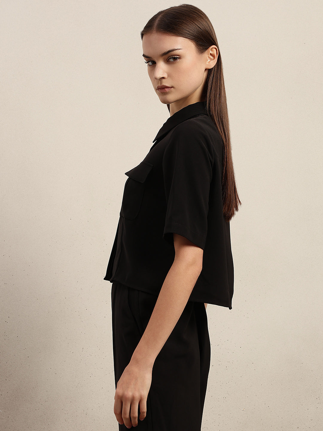 Cropped Black Shacket