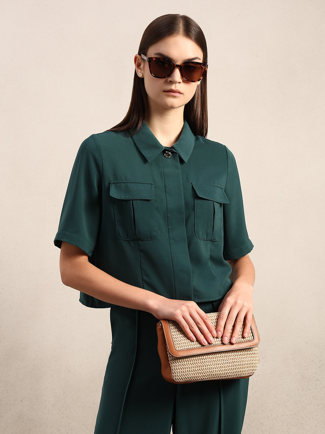 Dark Green Box Pockets Shirt