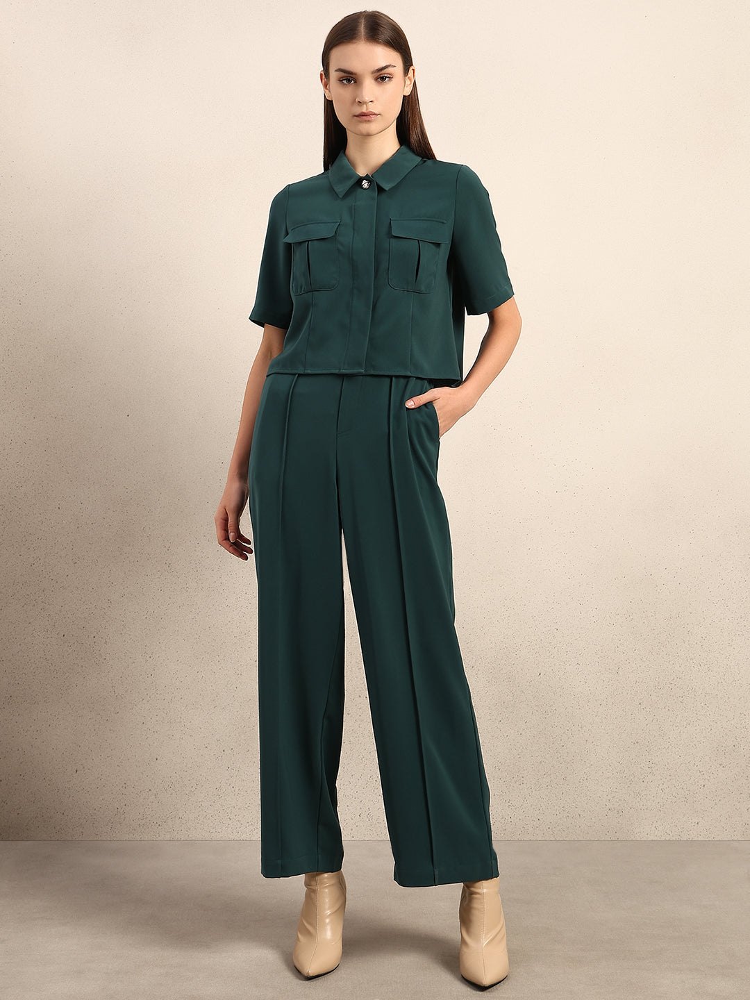 Dark Green Box Pockets Shirt