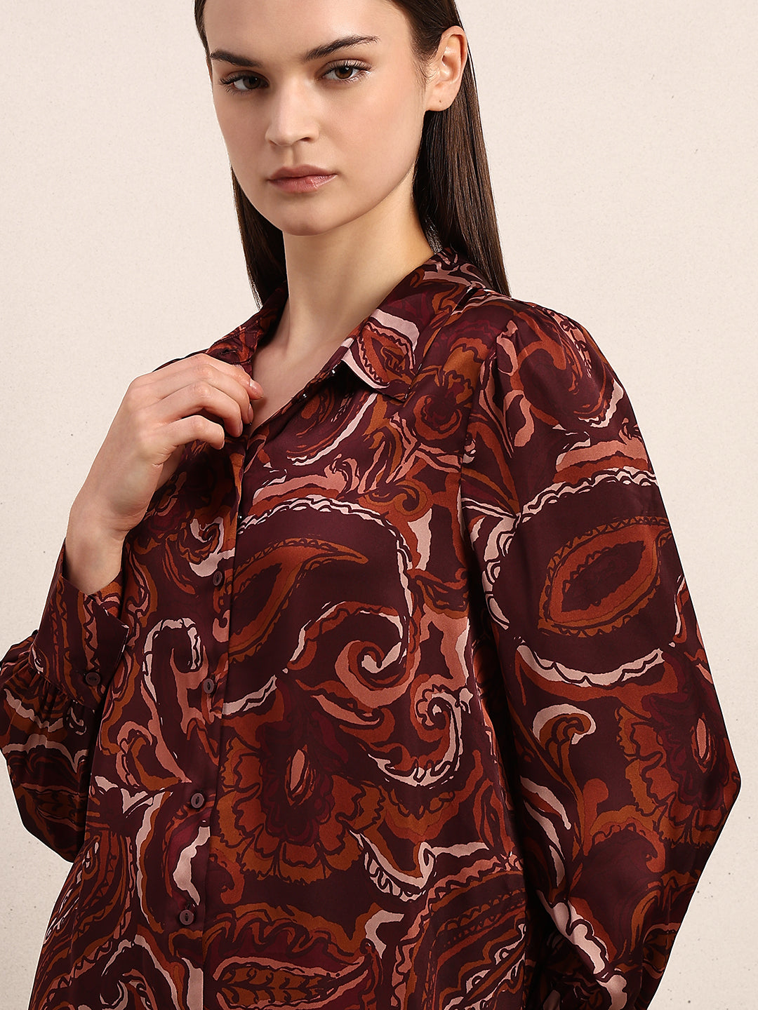 Brown Printed Shirt
