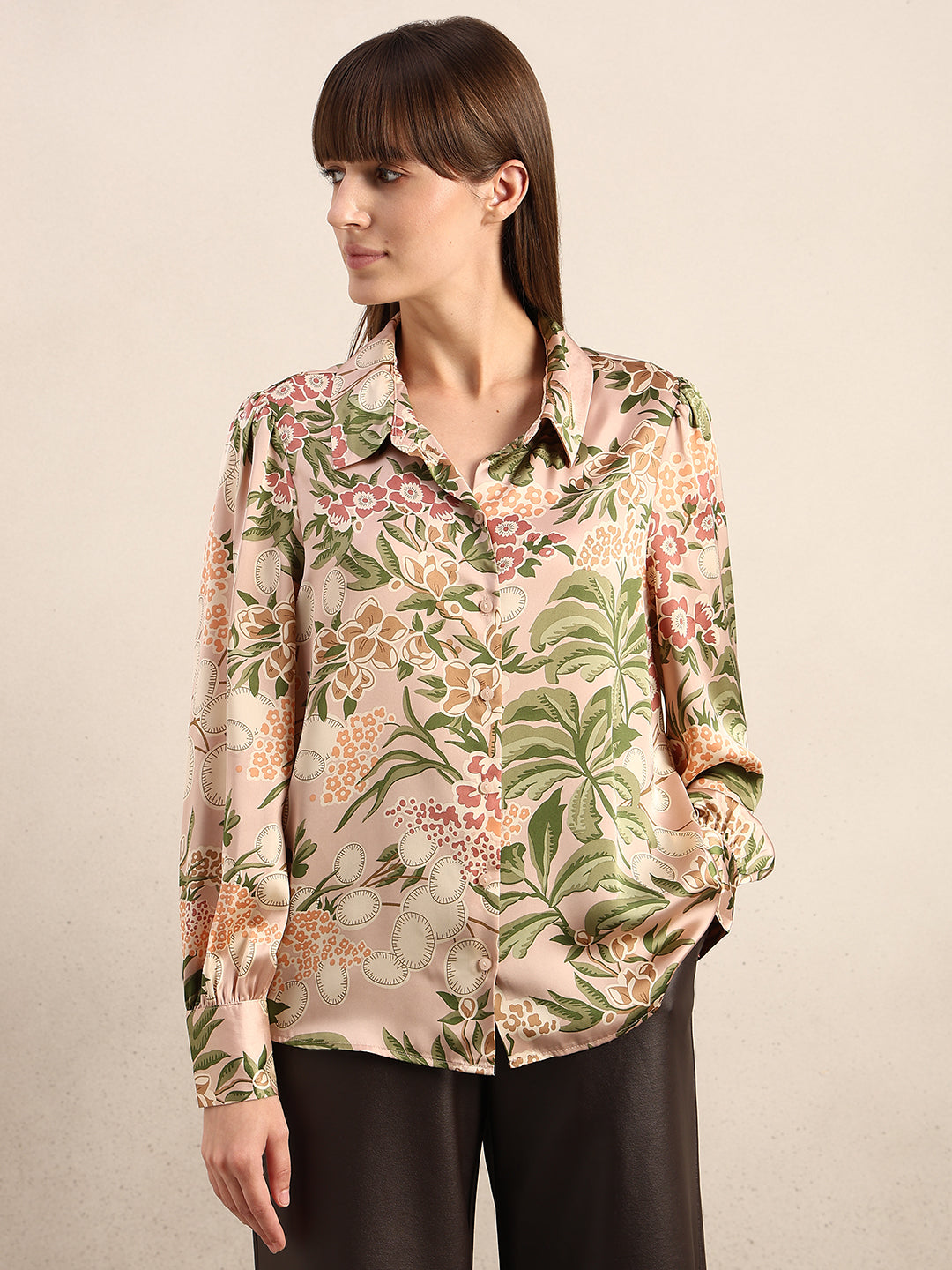 Pink Printed Regular Fit Shirt