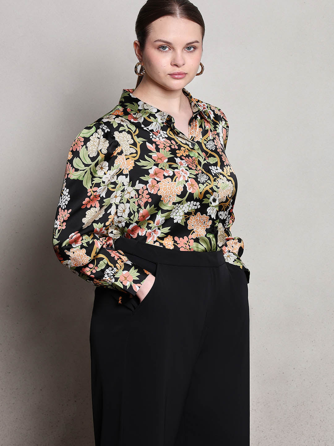 Curve Floral Print Shirt
