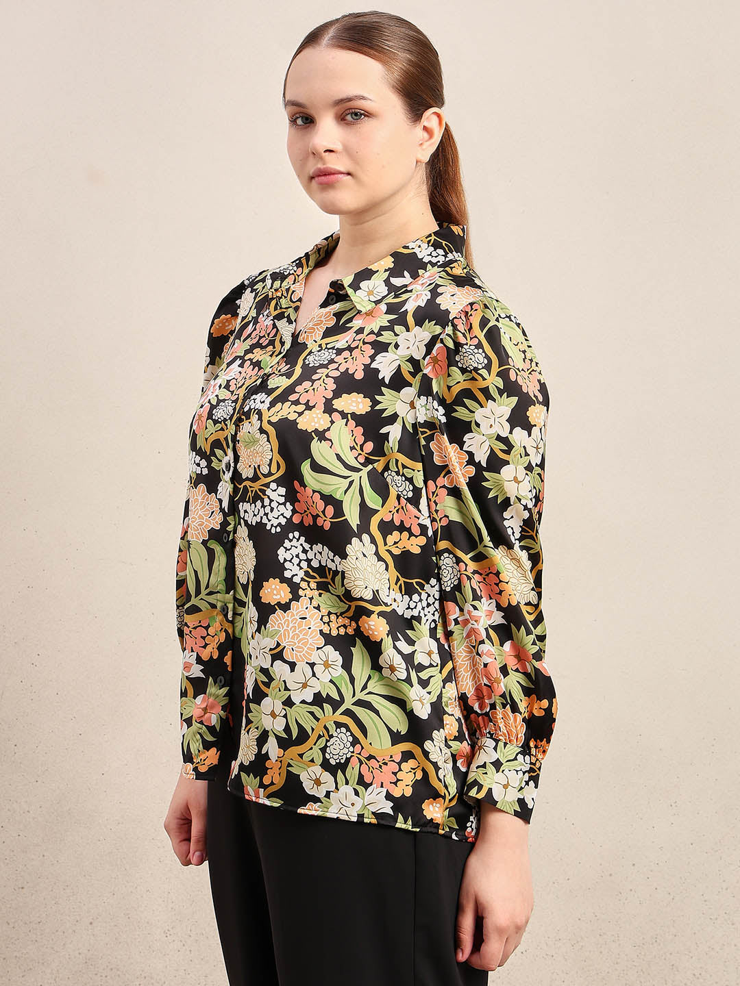 Curve Floral Print Shirt