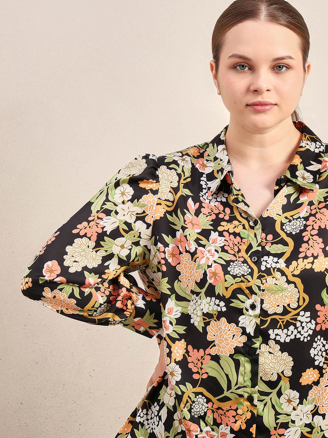 Curve Floral Print Shirt