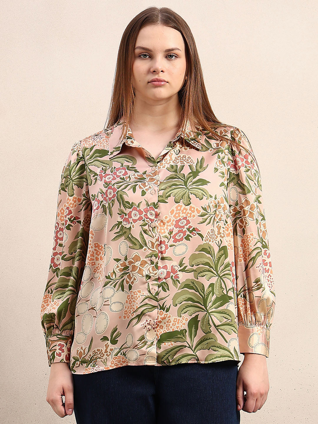 CURVE Pastel Pink Floral Shirt