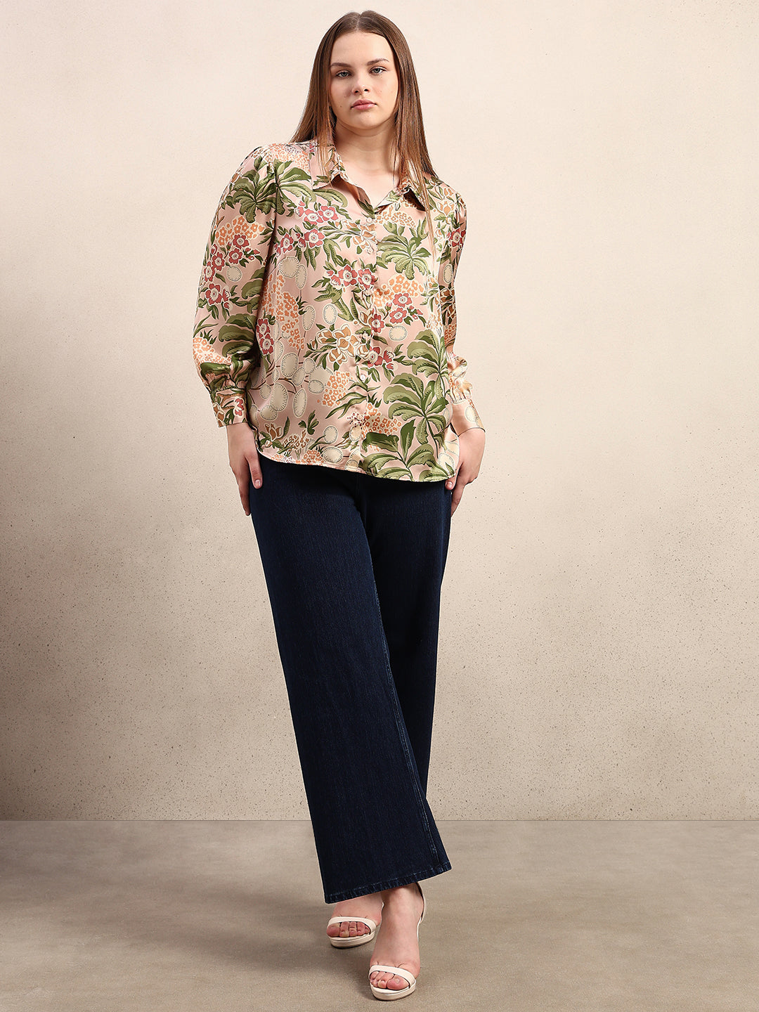 CURVE Pastel Pink Floral Shirt