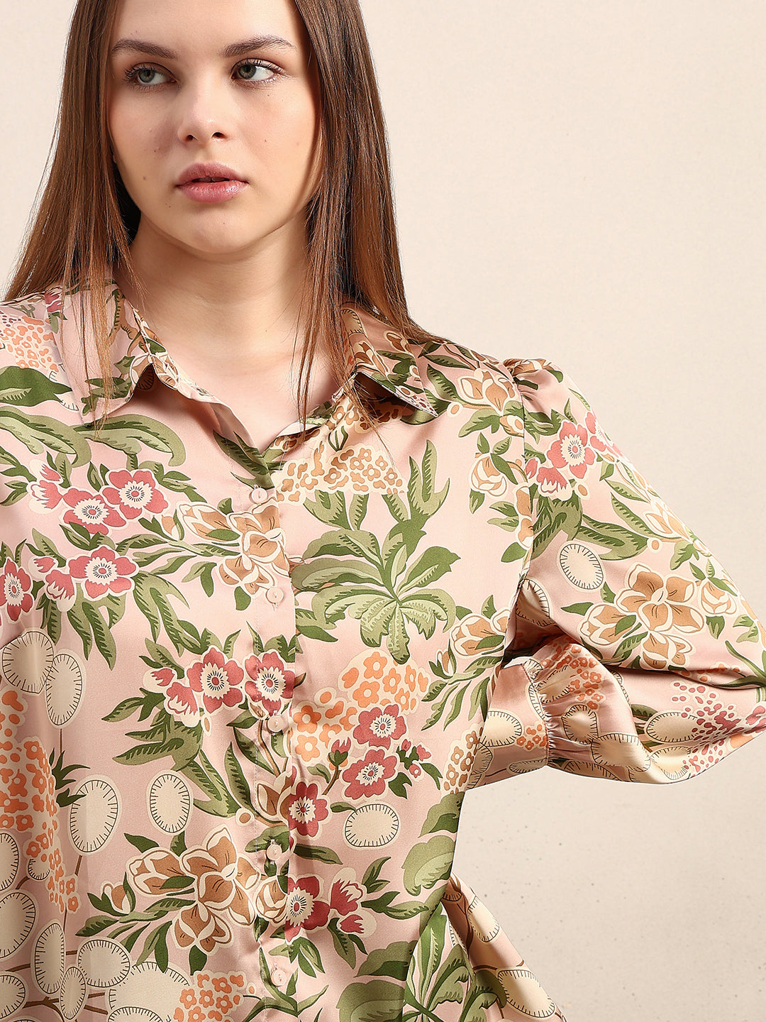 CURVE Pastel Pink Floral Shirt