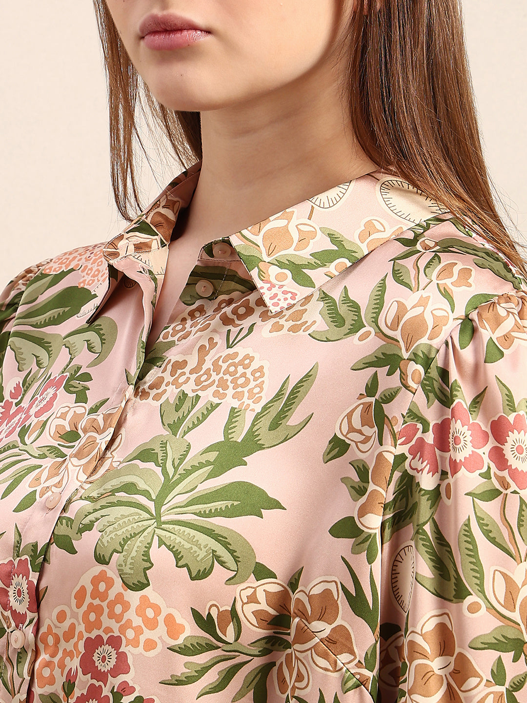 CURVE Pastel Pink Floral Shirt