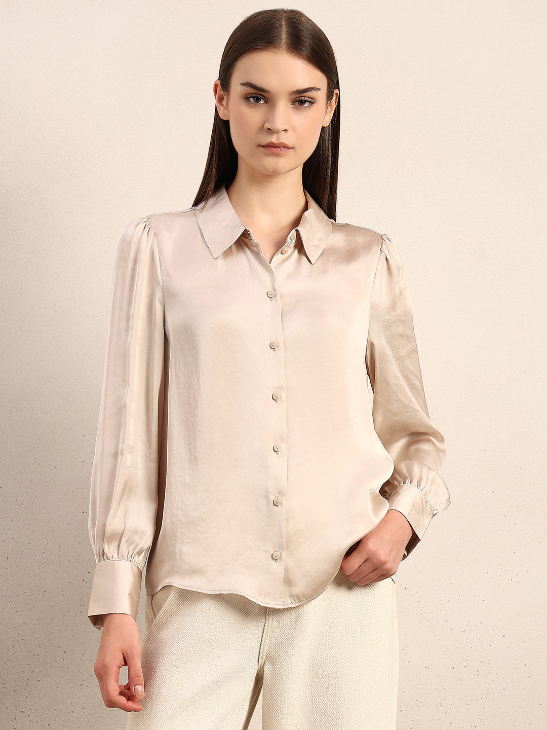 Beige Full Sleeves Shirt