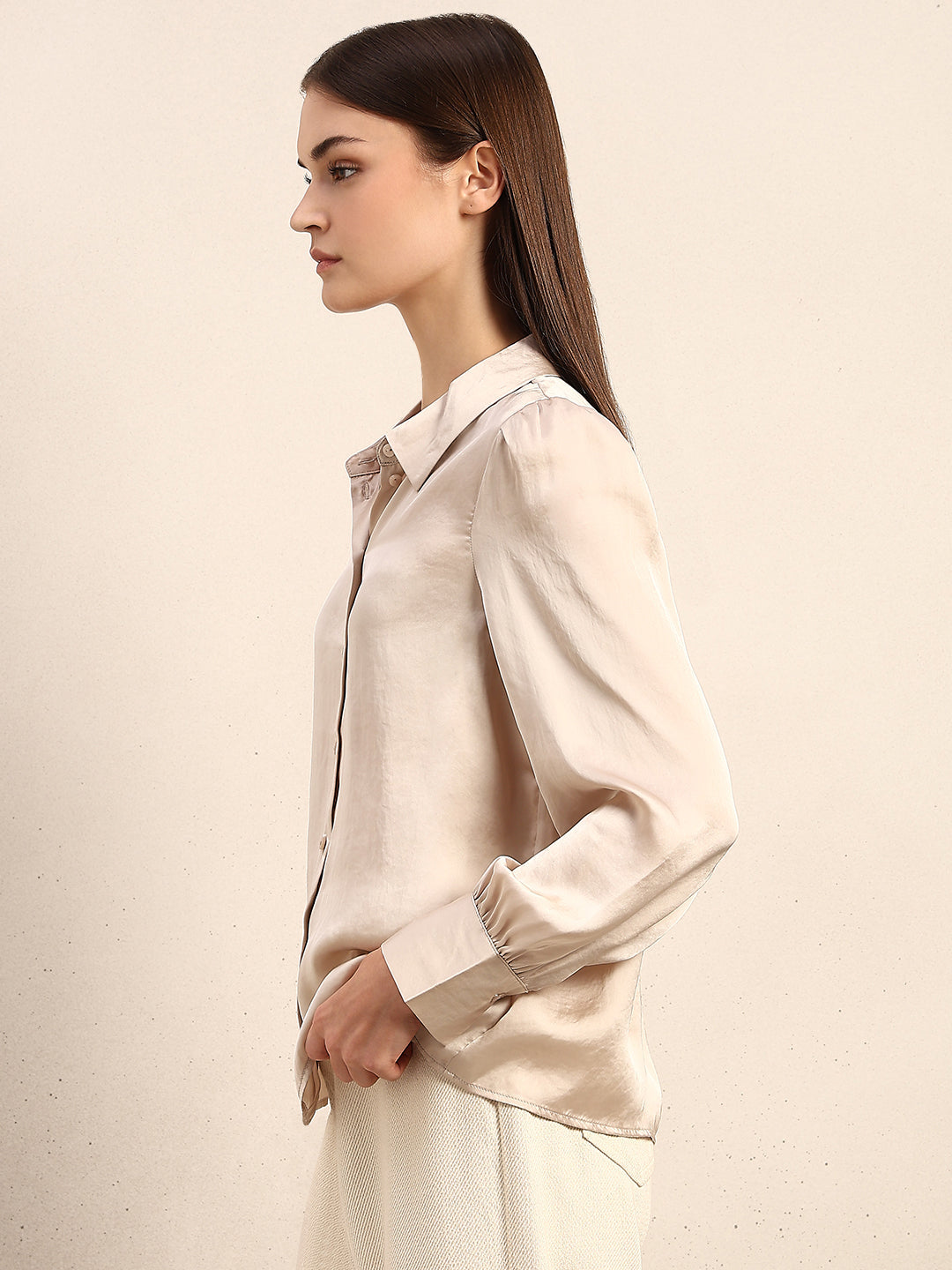 Beige Full Sleeves Shirt