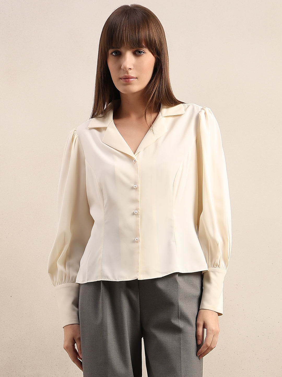 Pearl Detail Satin Shirt