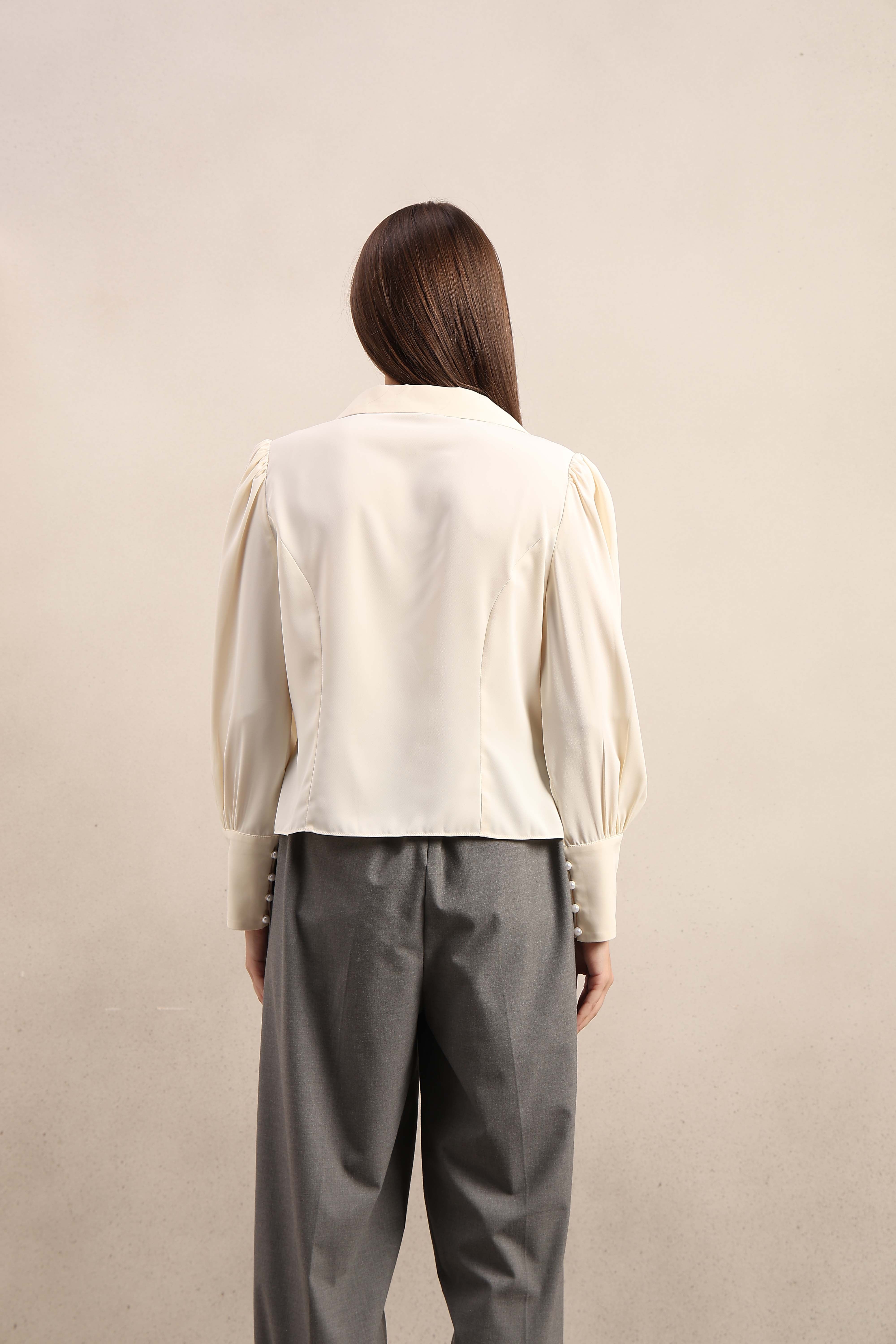 Pearl Detail Satin Shirt