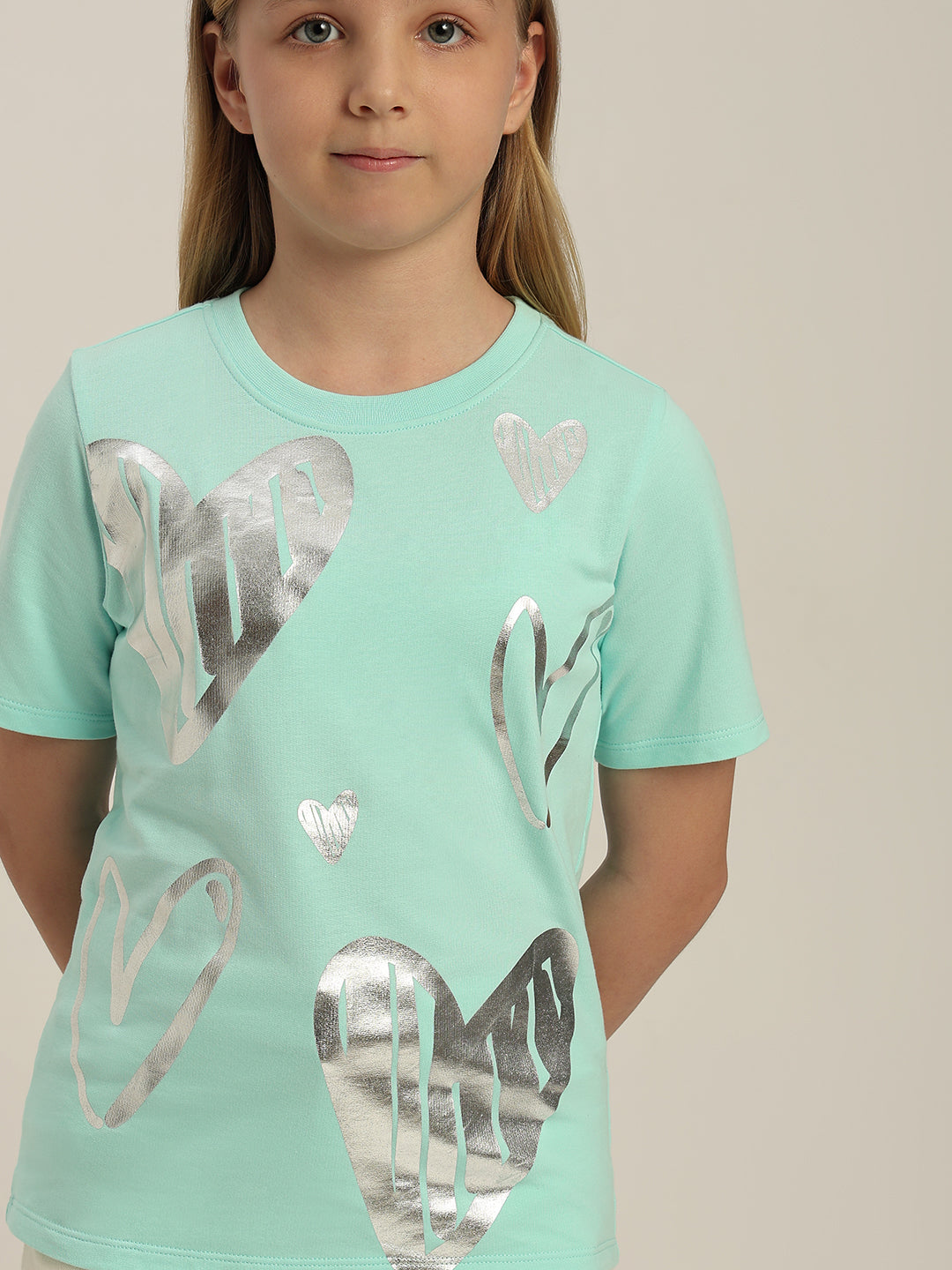 GIRLS Mint Green Silver Foil Print T-shirt