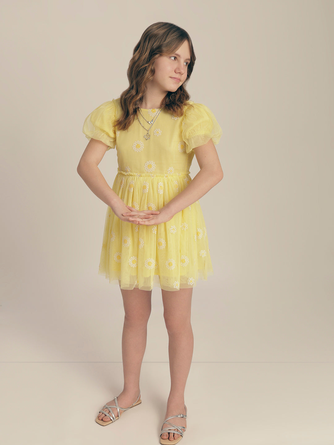 Girls Floral Ruffle Fit & Flare Dress