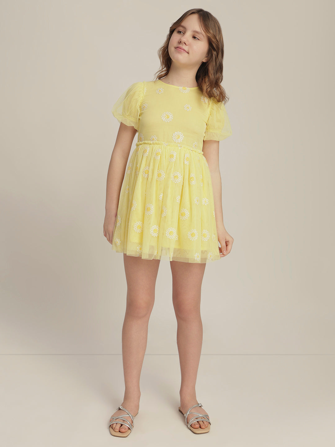 Girls Floral Ruffle Fit & Flare Dress