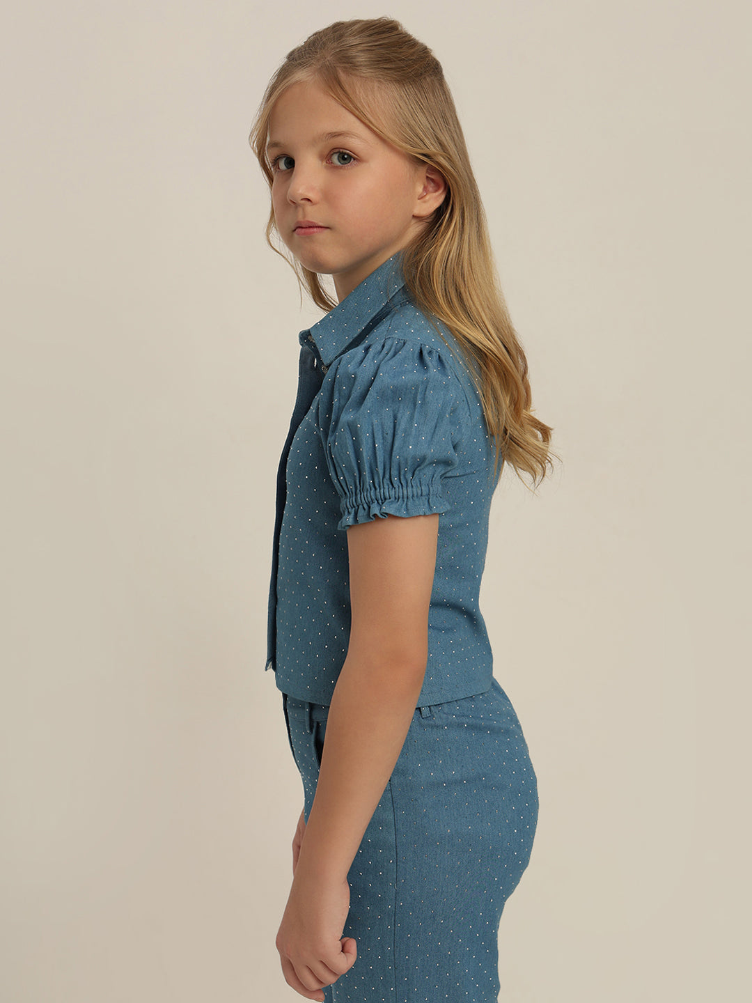 GIRL Blue Embellished Denim Shirt